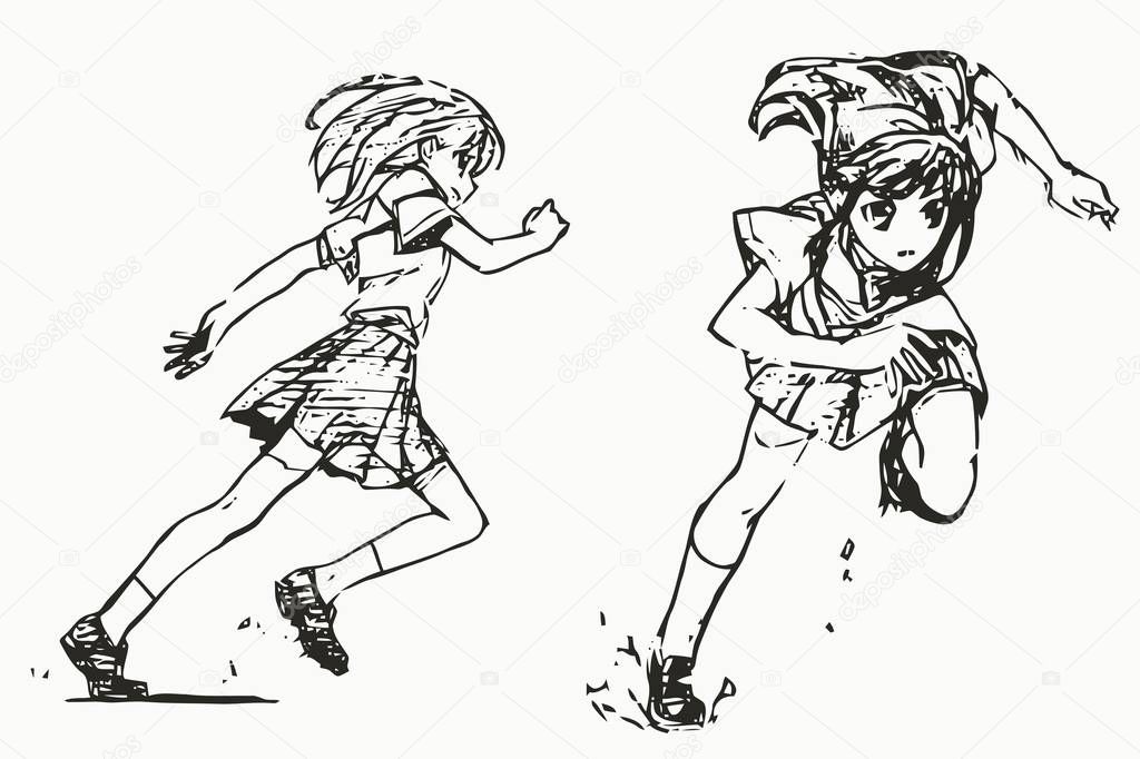 Anime Poses Dibujo Referencia Anime Cuerpo Bosquejo Linda Chica Manga  Ilustración de stock por © satoshy # 344585444